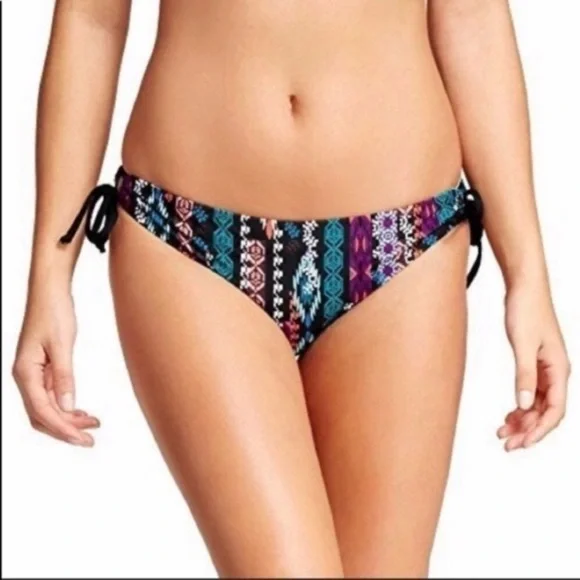 Mossimo Boho Print Bikini Bottoms Small Side Tie Swim - Picture 1 of 3